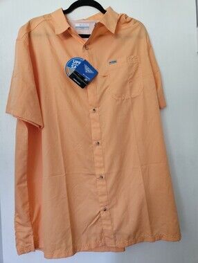 NWT Columbia Omni-Wick Peach Orange Fishing Shirt Men's XXL